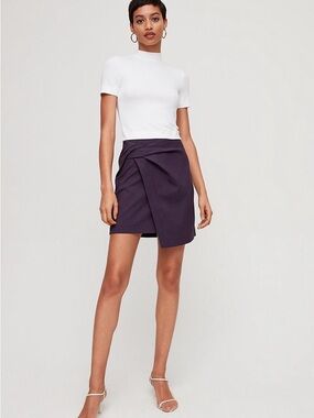 Aritzia Babaton Jethro Wrap Mini Skirt Blue Red Houndstooth Size 2
